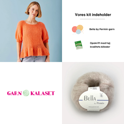 Permin Bella Kit | Bluse med pufærme og flæsekant