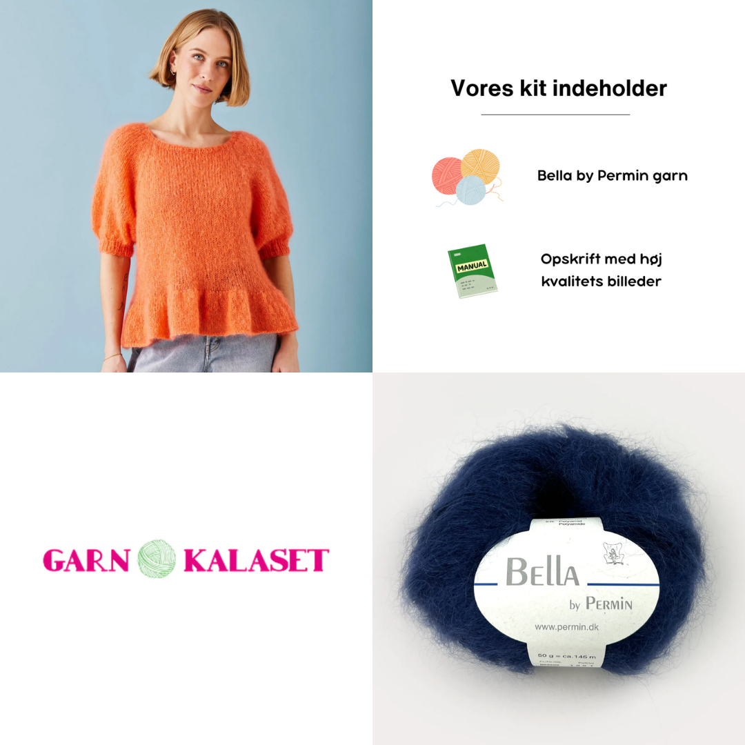 Permin Bella Kit | Bluse med pufærme og flæsekant