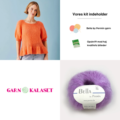 Permin Bella Kit | Bluse med pufærme og flæsekant